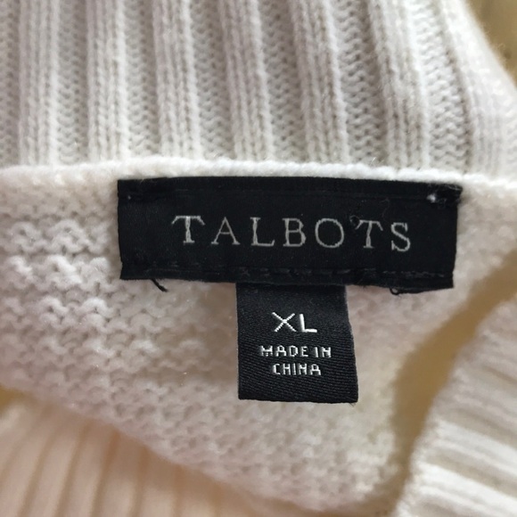 Talbots Mock Neck Lambswool Blend Knit Sweater XL Ivory - Picture 7 of 8